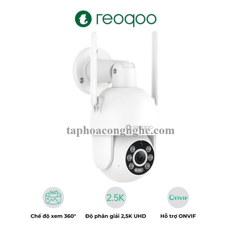 Reoqoo x31b 2.5K UHD Camera ngoài trời cổng rj45 Wifi ăng-ten kép Ai 360 P / T còi hú với đèn led 14 màu phát hiện khói cháy H265 Onvif 8s CLOUD lưu trữ 29552 xt-x31b 10029552